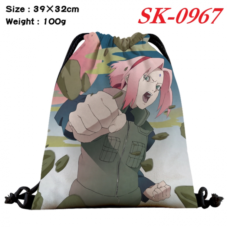 Naruto cartoon Waterproof Nylon Full Color Drawstring Pocket 39x32cm  SK-0967