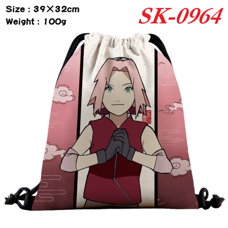 Naruto cartoon Waterproof Nylon Full Color Drawstring Pocket 39x32cm SK-0964