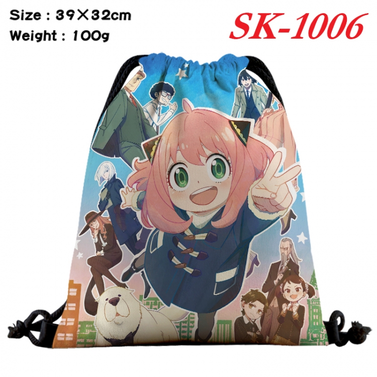 SPY×FAMILY cartoon Waterproof Nylon Full Color Drawstring Pocket 39x32cm  SK-1006