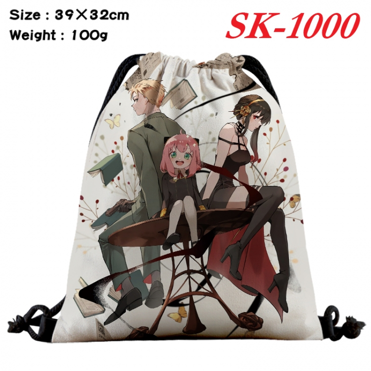 SPY×FAMILY cartoon Waterproof Nylon Full Color Drawstring Pocket 39x32cm SK-1000