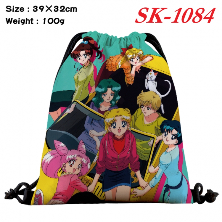 sailormoon cartoon Waterproof Nylon Full Color Drawstring Pocket 39x32cm