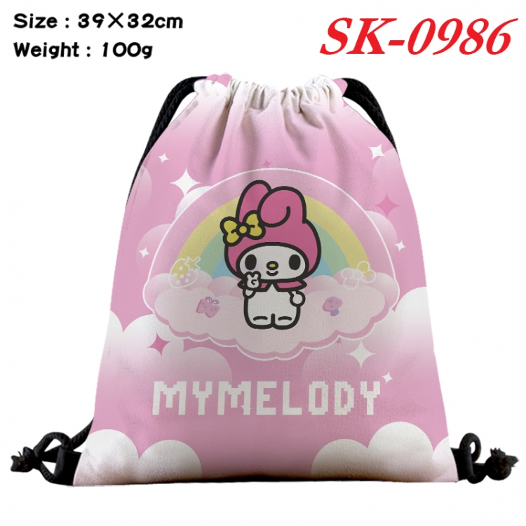 sanrio cartoon Waterproof Nylon Full Color Drawstring Pocket 39x32cm SK-0986