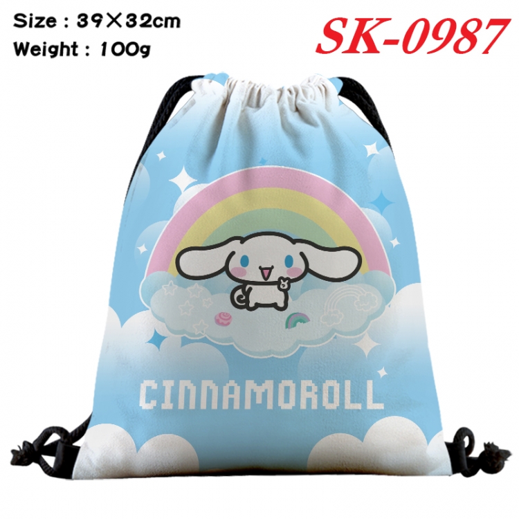 sanrio cartoon Waterproof Nylon Full Color Drawstring Pocket 39x32cm SK-0987
