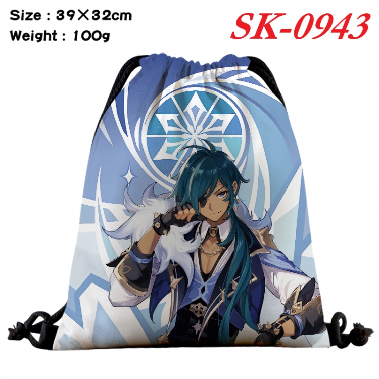 Genshin Impact cartoon Waterproof Nylon Full Color Drawstring Pocket 39x32cm  SK-0943