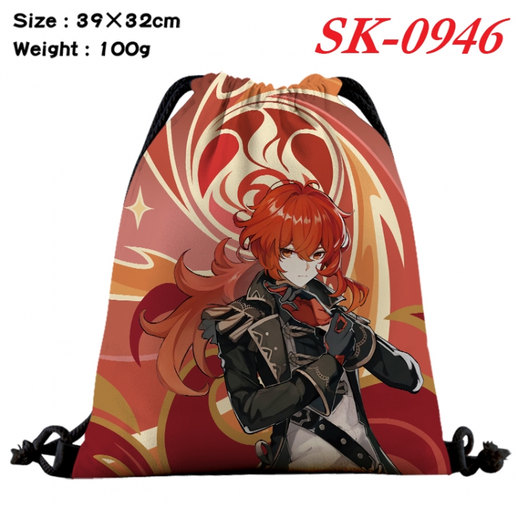 Genshin Impact cartoon Waterproof Nylon Full Color Drawstring Pocket 39x32cm  SK-0946