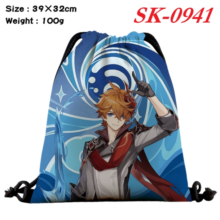 Genshin Impact cartoon Waterproof Nylon Full Color Drawstring Pocket 39x32cm SK-0941