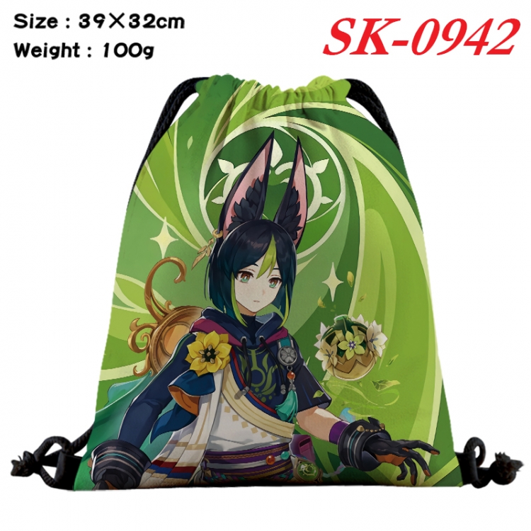 Genshin Impact cartoon Waterproof Nylon Full Color Drawstring Pocket 39x32cm  SK-0942