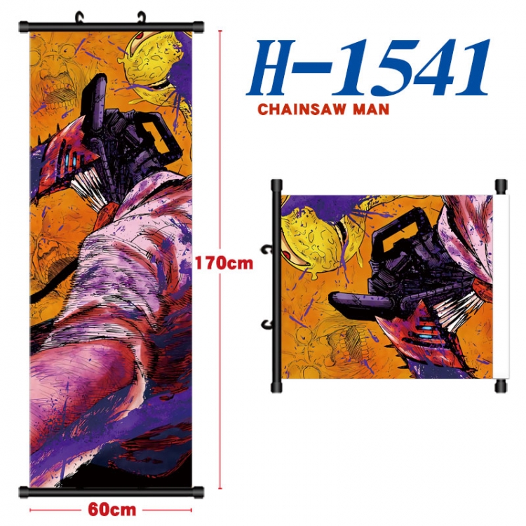 Chainsaw man Black plastic rod cloth hanging canvas painting Wall Scroll 60x170cm H-1541