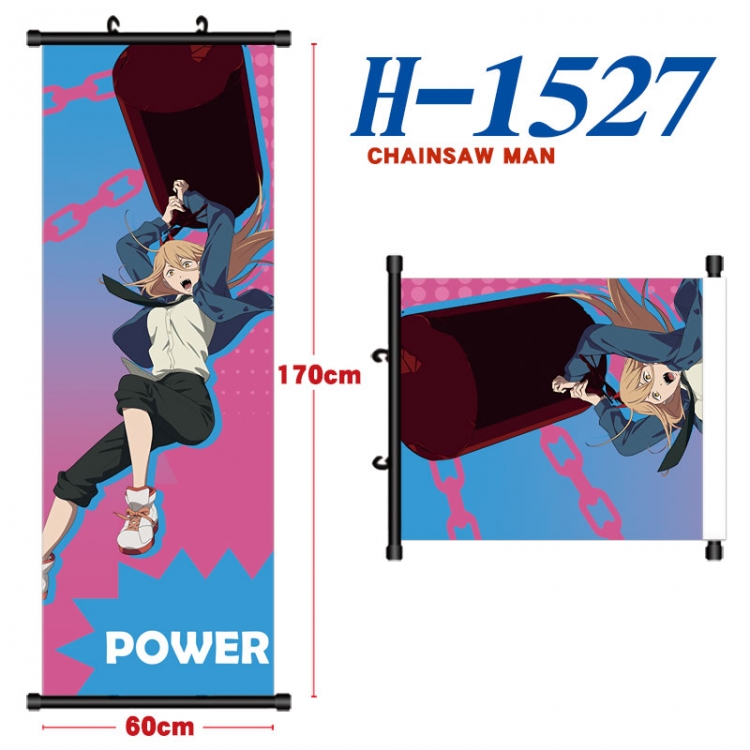 Chainsaw man Black plastic rod cloth hanging canvas painting Wall Scroll 60x170cm H-1527