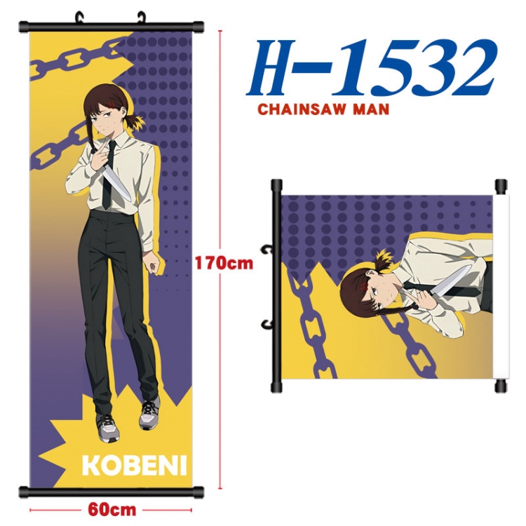 Chainsaw man Black plastic rod cloth hanging canvas painting Wall Scroll 60x170cm  H-1532