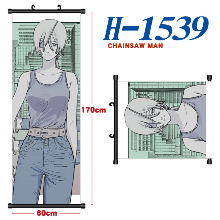 Chainsaw man Black plastic rod cloth hanging canvas painting Wall Scroll 60x170cm  H-1539