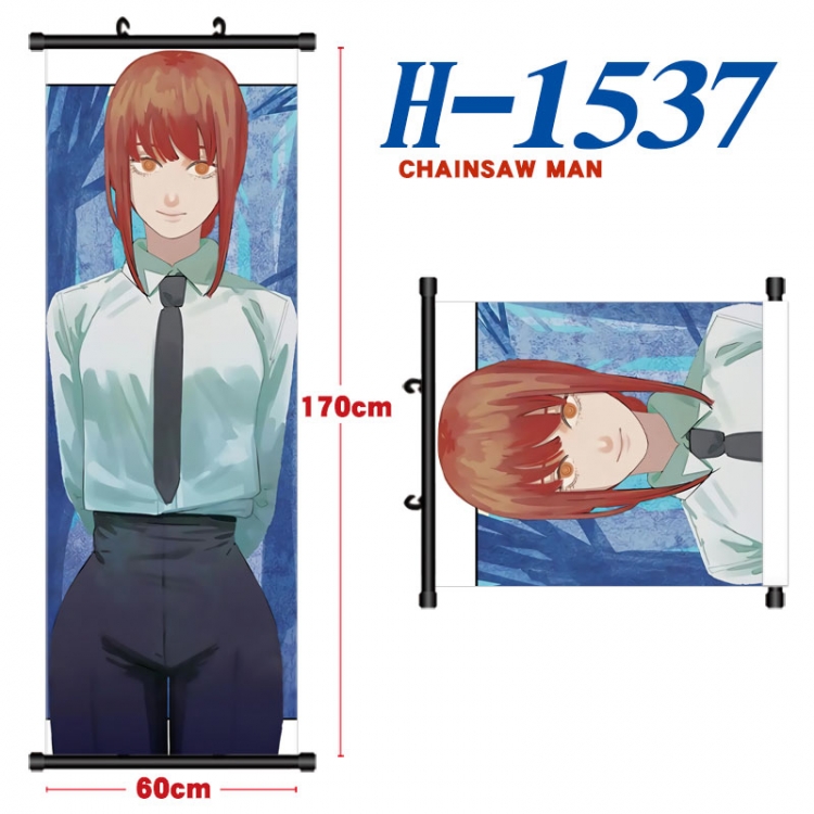 Chainsaw man Black plastic rod cloth hanging canvas painting Wall Scroll 60x170cm  H-1537