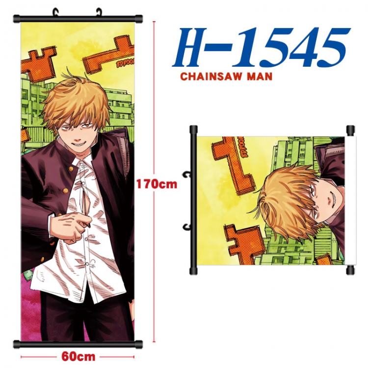 Chainsaw man Black plastic rod cloth hanging canvas painting Wall Scroll 60x170cm  H-1545