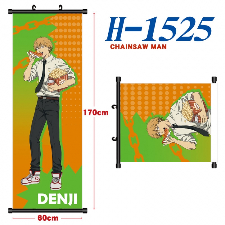 Chainsaw man Black plastic rod cloth hanging canvas painting Wall Scroll 60x170cm H-1525