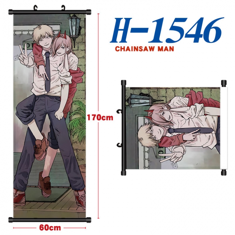 Chainsaw man Black plastic rod cloth hanging canvas painting Wall Scroll 60x170cm  H-1546