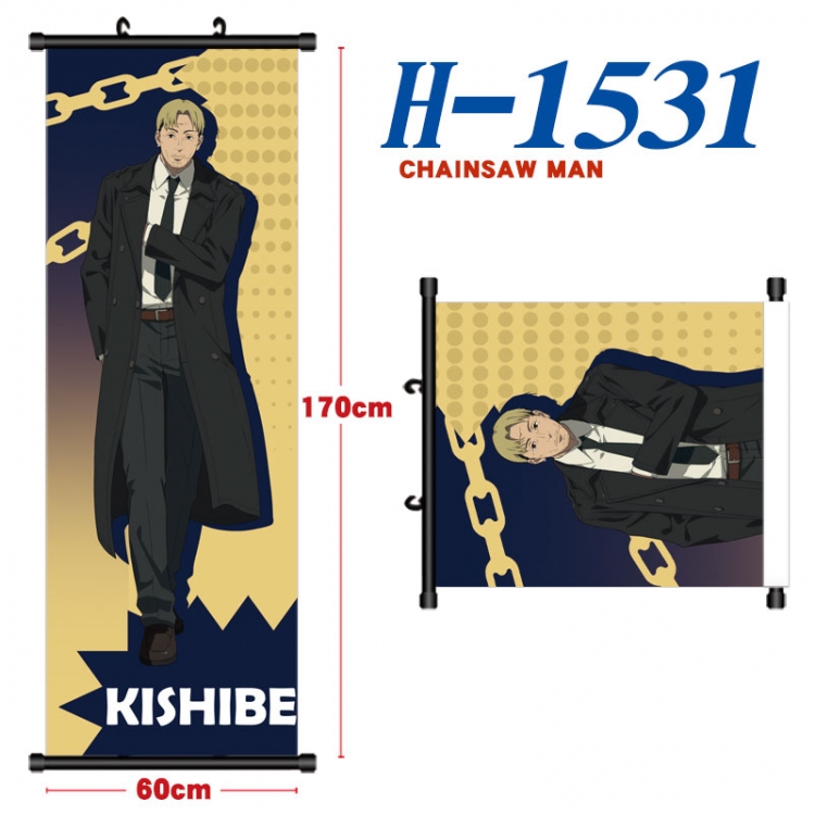 Chainsaw man Black plastic rod cloth hanging canvas painting Wall Scroll 60x170cm H-1531