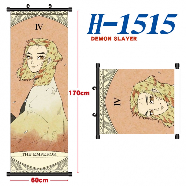 Demon Slayer Kimets Black plastic rod cloth hanging canvas painting Wall Scroll 60x170cm H-1515