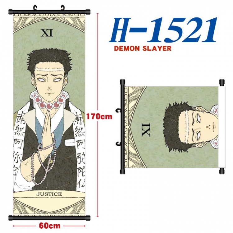 Demon Slayer Kimets Black plastic rod cloth hanging canvas painting Wall Scroll 60x170cm H-1521