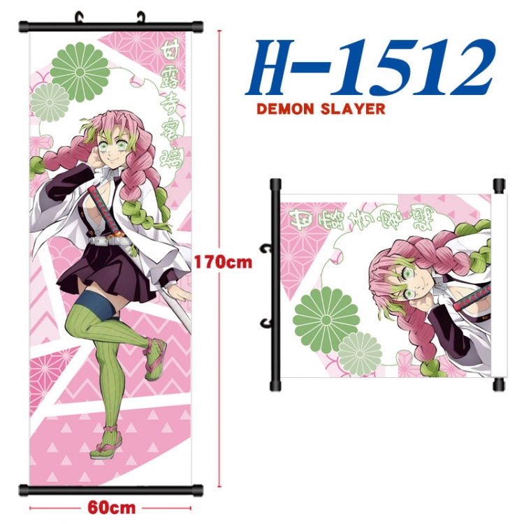 Demon Slayer Kimets Black plastic rod cloth hanging canvas painting Wall Scroll 60x170cm  H-1512