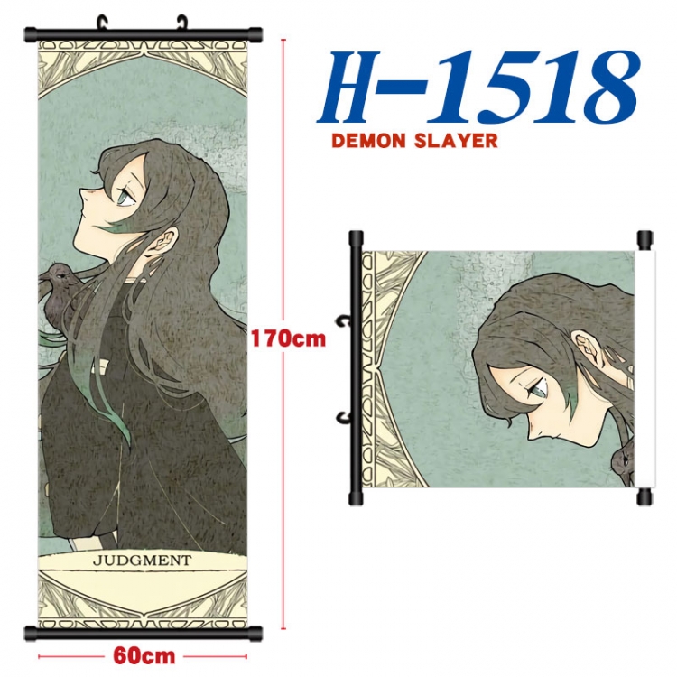 Demon Slayer Kimets Black plastic rod cloth hanging canvas painting Wall Scroll 60x170cm H-1518