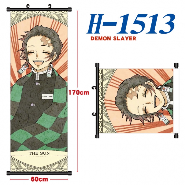 Demon Slayer Kimets Black plastic rod cloth hanging canvas painting Wall Scroll 60x170cm  H-1513