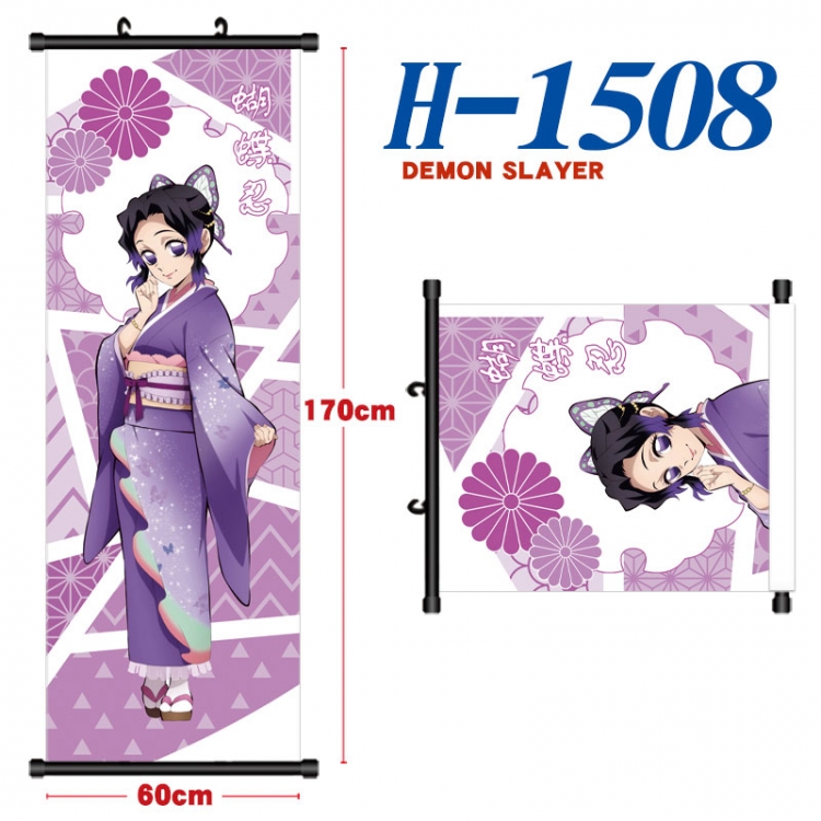 Demon Slayer Kimets Black plastic rod cloth hanging canvas painting Wall Scroll 60x170cm H-1508