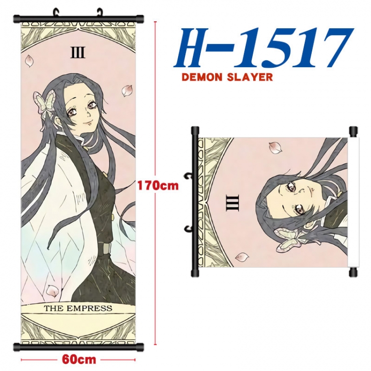 Demon Slayer Kimets Black plastic rod cloth hanging canvas painting Wall Scroll 60x170cm H-1517