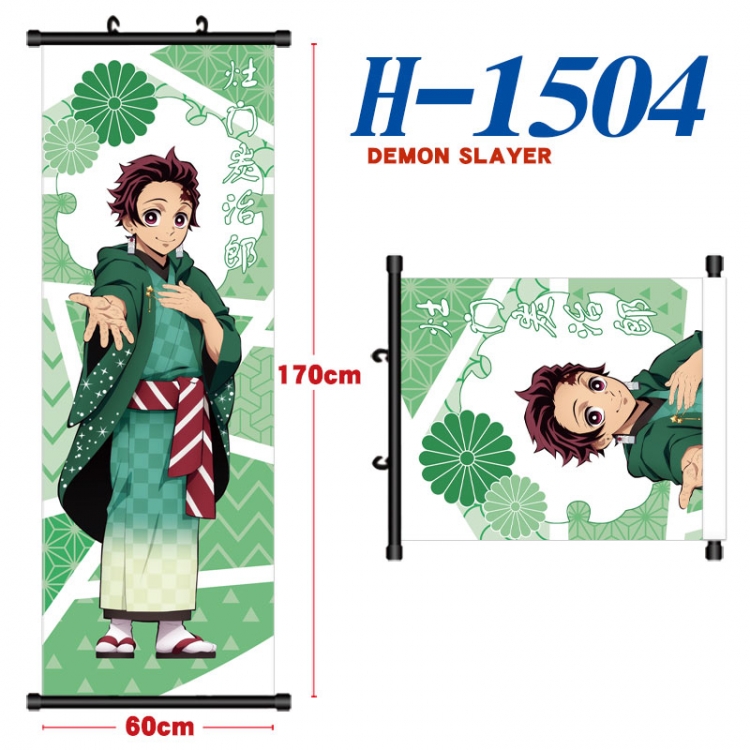 Demon Slayer Kimets Black plastic rod cloth hanging canvas painting Wall Scroll 60x170cm  H-1504