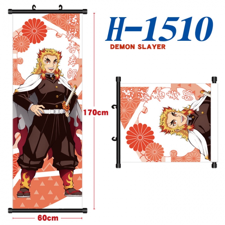 Demon Slayer Kimets Black plastic rod cloth hanging canvas painting Wall Scroll 60x170cm H-1510