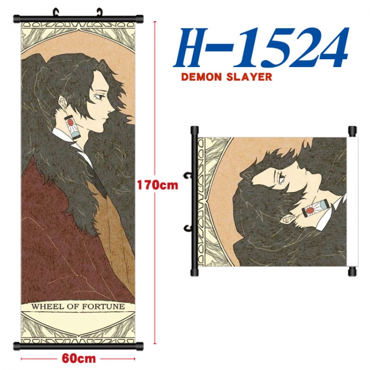 Demon Slayer Kimets Black plastic rod cloth hanging canvas painting Wall Scroll 60x170cm H-1524