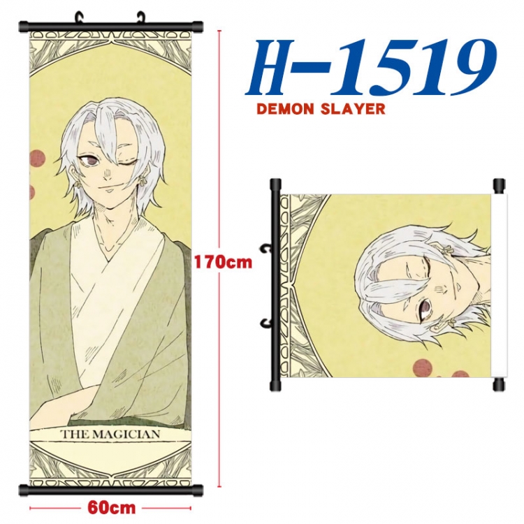 Demon Slayer Kimets Black plastic rod cloth hanging canvas painting Wall Scroll 60x170cm H-1519