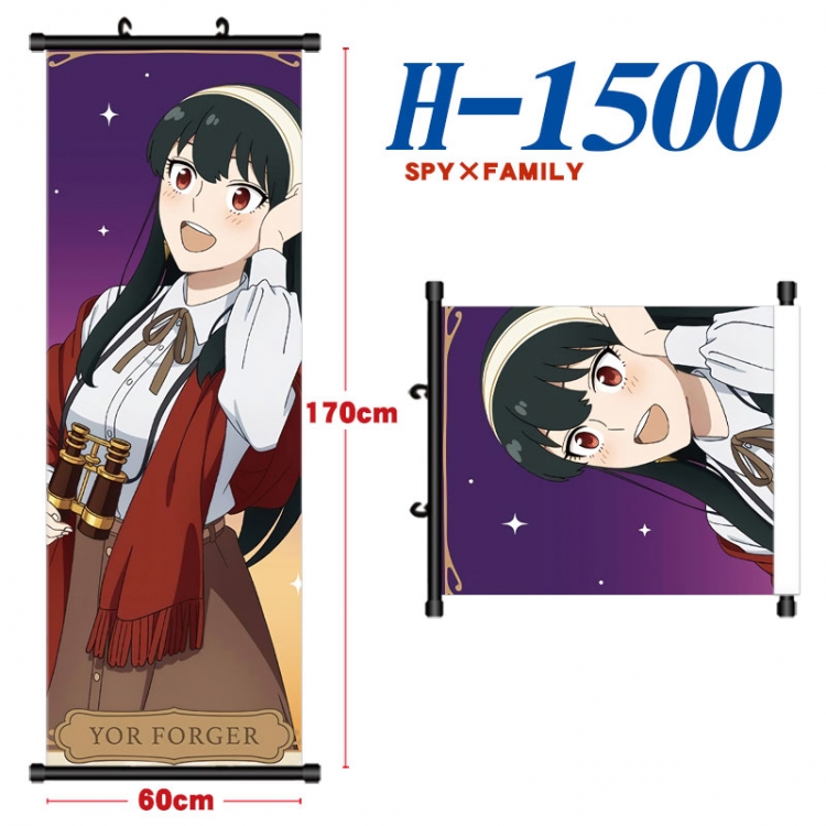 SPY×FAMILY Black plastic rod cloth hanging canvas painting Wall Scroll 60x170cm  H-1500