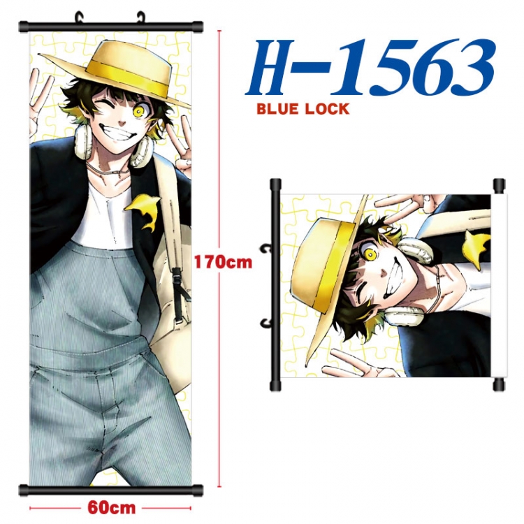 BLUE LOCK Black plastic rod cloth hanging canvas painting Wall Scroll 60x170cm H-1563