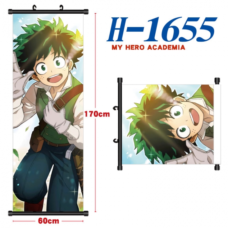 My Hero Academia Black plastic rod cloth hanging canvas painting Wall Scroll 60x170cm  H-1655