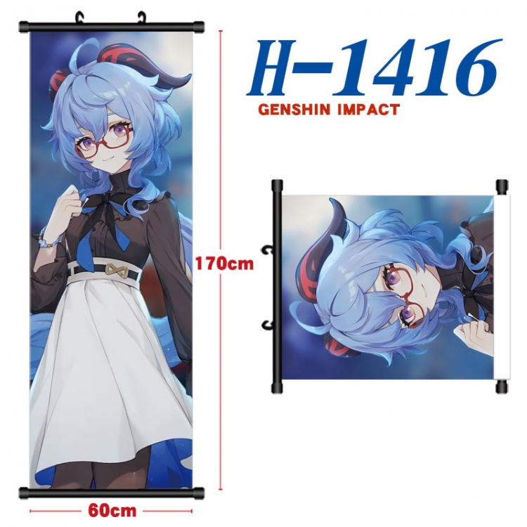 Genshin Impact Black plastic rod cloth hanging canvas painting Wall Scroll 60x170cm H-1416