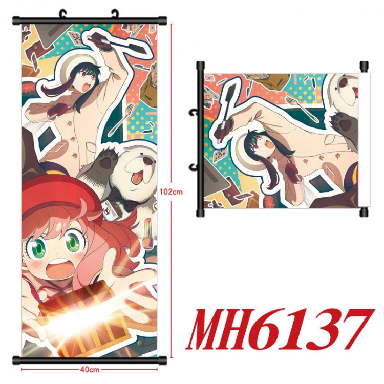 SPY×FAMILY Anime black Plastic rod Cloth painting Wall Scroll 40X102CM MH6137