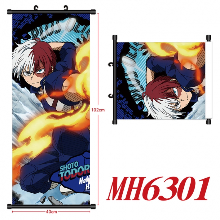 My Hero Academia Anime black Plastic rod Cloth painting Wall Scroll 40X102CM MH6301