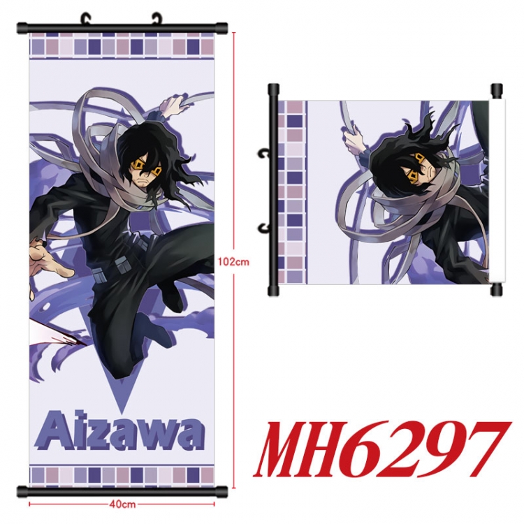 My Hero Academia Anime black Plastic rod Cloth painting Wall Scroll 40X102CM  MH6297