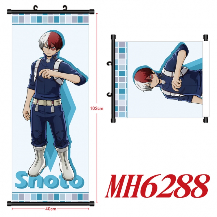 My Hero Academia Anime black Plastic rod Cloth painting Wall Scroll 40X102CM MH6288