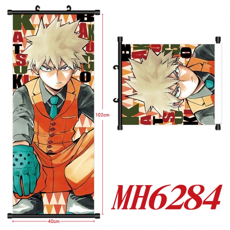 My Hero Academia Anime black Plastic rod Cloth painting Wall Scroll 40X102CM  MH6284