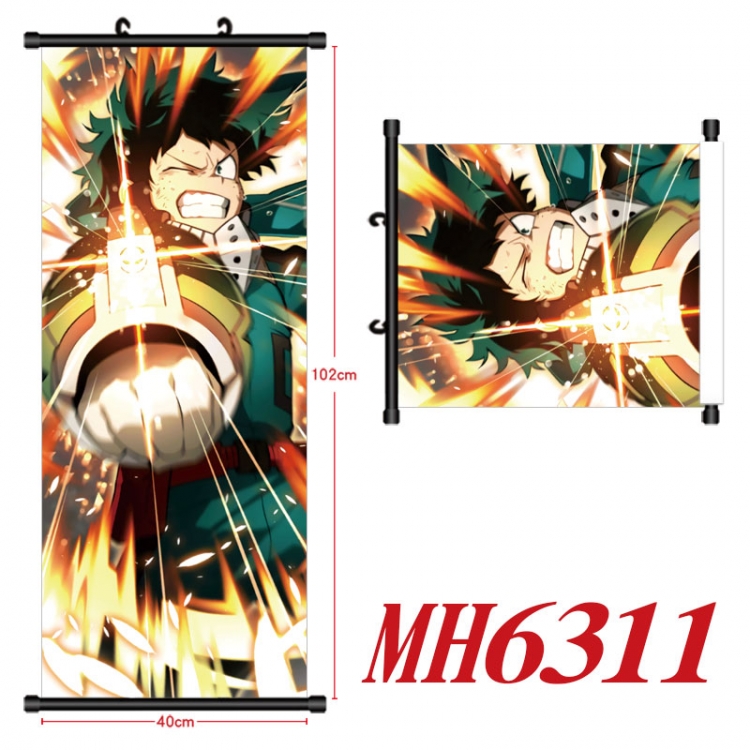 My Hero Academia Anime black Plastic rod Cloth painting Wall Scroll 40X102CM MH6311