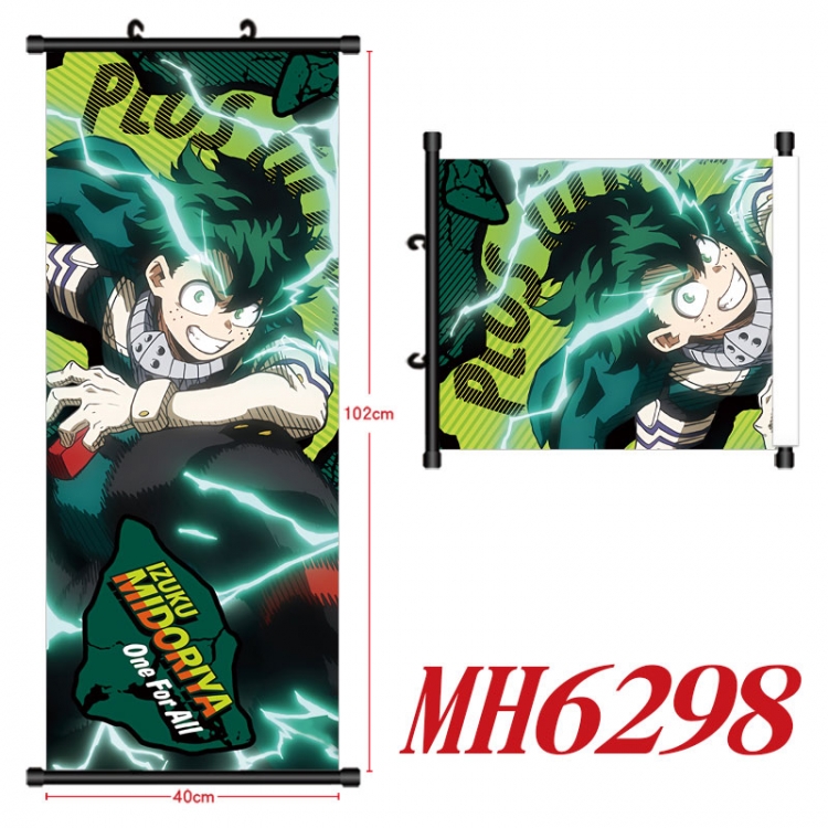 My Hero Academia Anime black Plastic rod Cloth painting Wall Scroll 40X102CM  MH6298