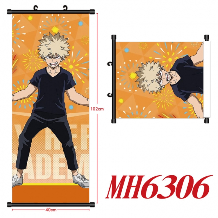 My Hero Academia Anime black Plastic rod Cloth painting Wall Scroll 40X102CM MH6306
