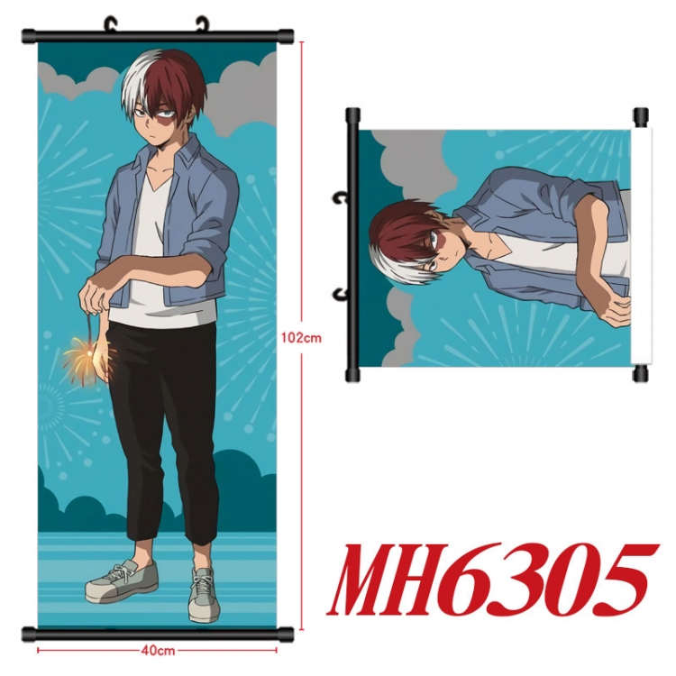 My Hero Academia Anime black Plastic rod Cloth painting Wall Scroll 40X102CM MH6305