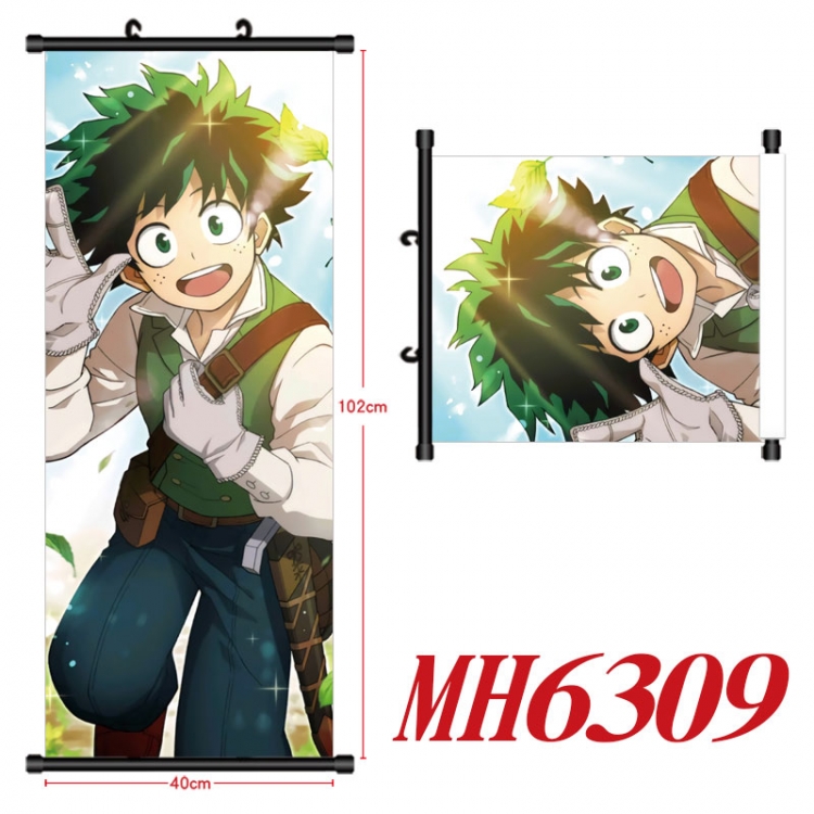 My Hero Academia Anime black Plastic rod Cloth painting Wall Scroll 40X102CM  MH6309