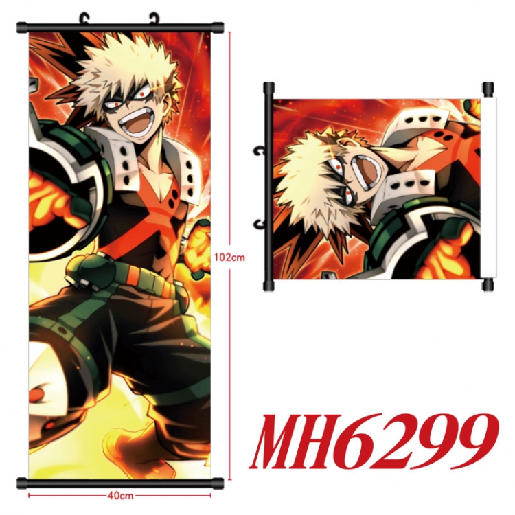 My Hero Academia Anime black Plastic rod Cloth painting Wall Scroll 40X102CM  MH6299