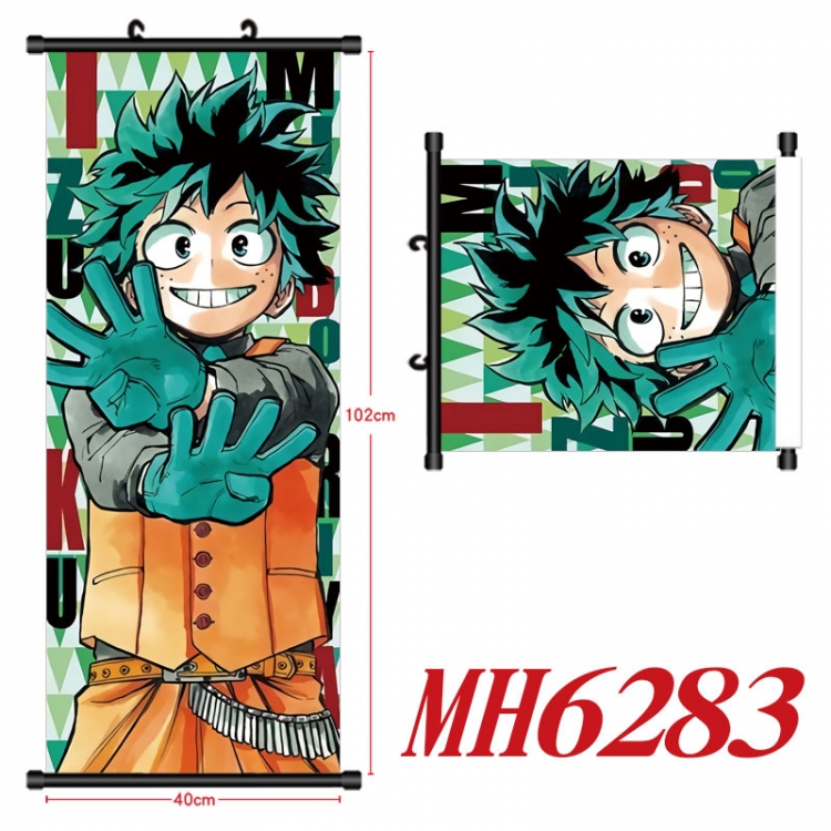 My Hero Academia Anime black Plastic rod Cloth painting Wall Scroll 40X102CM MH6283