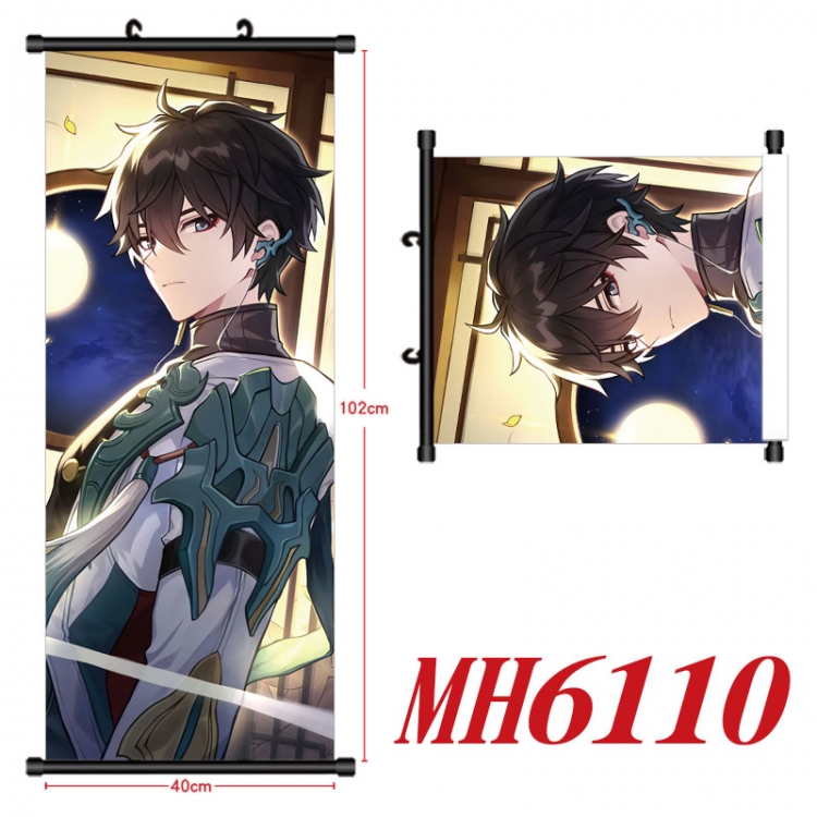 Honkai: Star Rail Anime black Plastic rod Cloth painting Wall Scroll 40X102CM MH6110