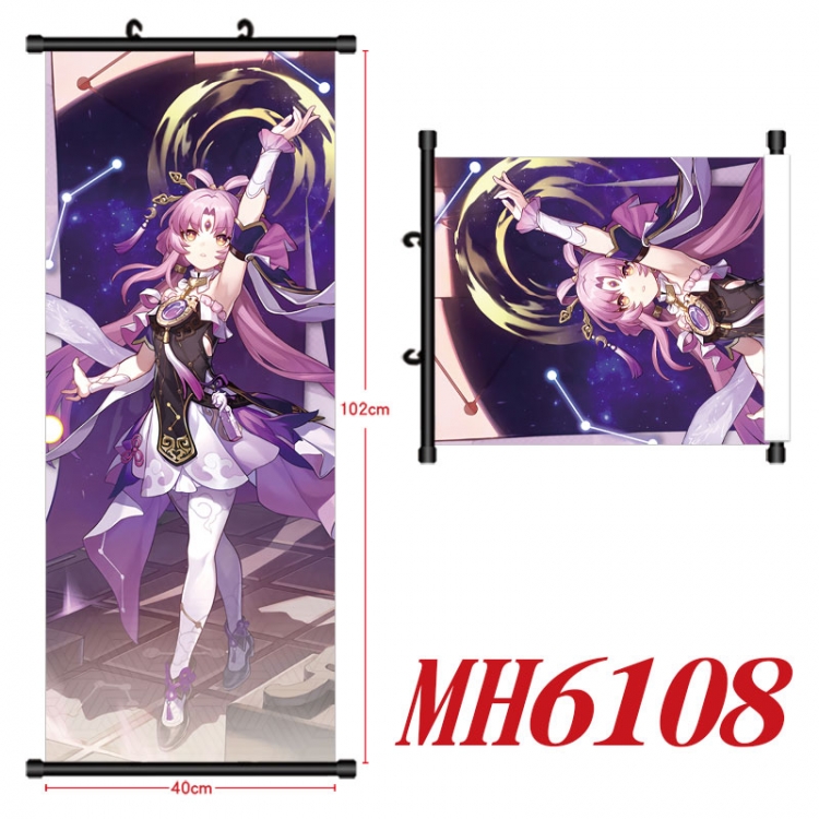 Honkai: Star Rail Anime black Plastic rod Cloth painting Wall Scroll 40X102CM  MH6108