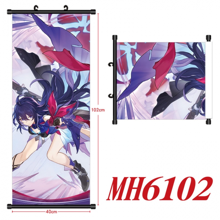 Honkai: Star Rail Anime black Plastic rod Cloth painting Wall Scroll 40X102CM  MH6102